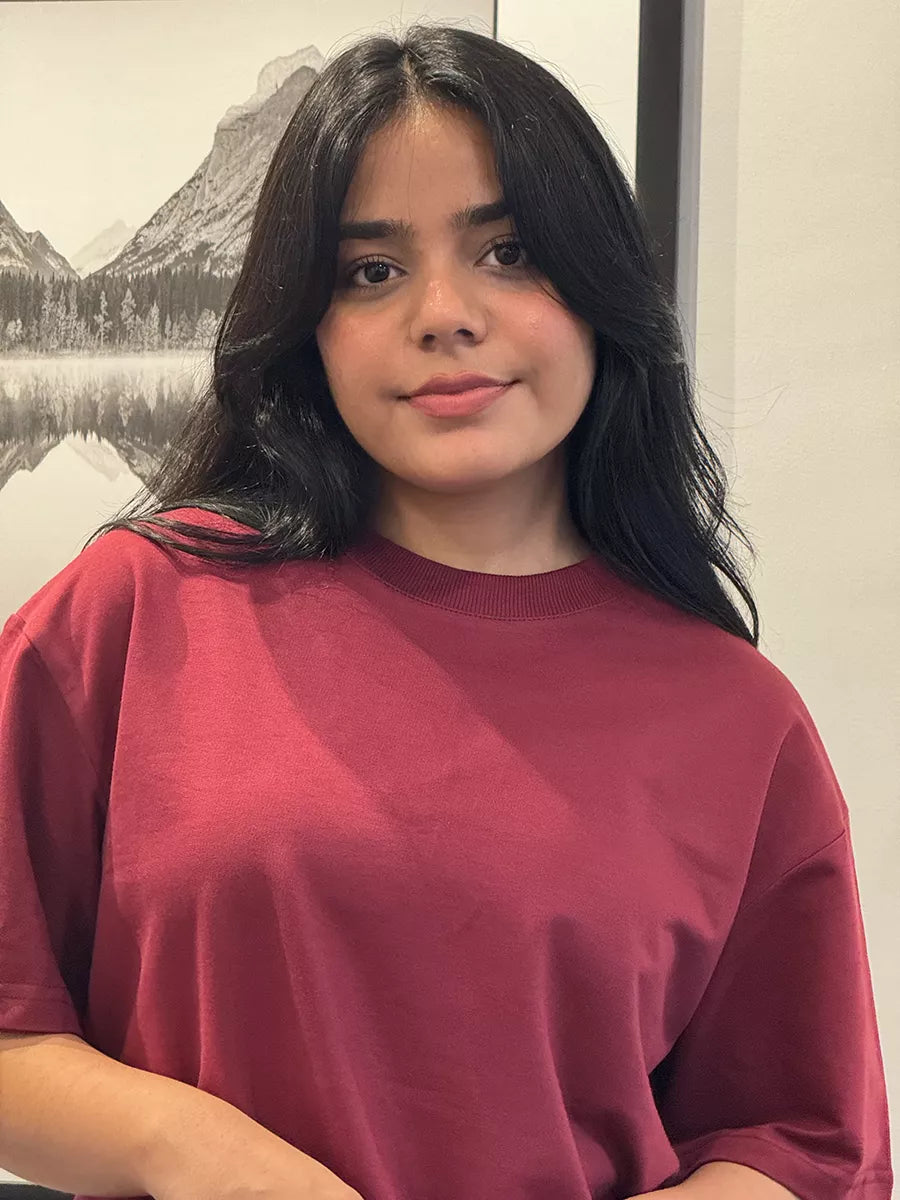 Burgundy Plain Oversized T-Shirt